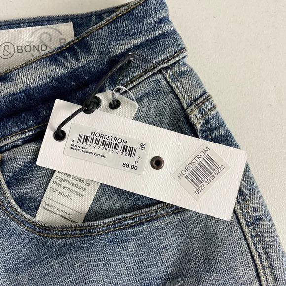 Treasure & Bond Foster Boyfriend High Rise Denim Shorts Blue Size 27 NWT Buttons - Picture 7 of 11
